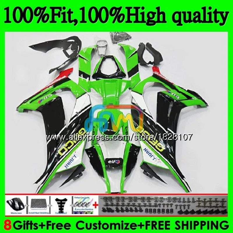 Инъекции для KAWASAKI ZX1000 ZX 10R Горячая зеленый 1000CC 18BS. 7 ZX-10R ZX10R, возрастом 11, 12, 13, 14, 15, 2011 2012 2013 обтекатели - Цвет: No. 1