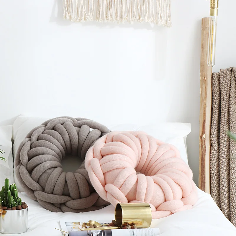 Battilo Handmade Knot Ball Plush Throw Pillow Donut Sofa Accent Pillow Seat Cushion- Home Office Sofa Decor Battilo Handmade Knot Ball Plush Throw Pillow Donut Sofa Accent Pillow Seat Cushion- Home Office Sofa Decor