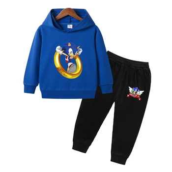 

Spring Kids Sonic The Hedgehog Clothing 2Pcs Hoodies Set Autumn Boys Girls Fashion Cotton Hoodies Pant Casual Jogging Suit