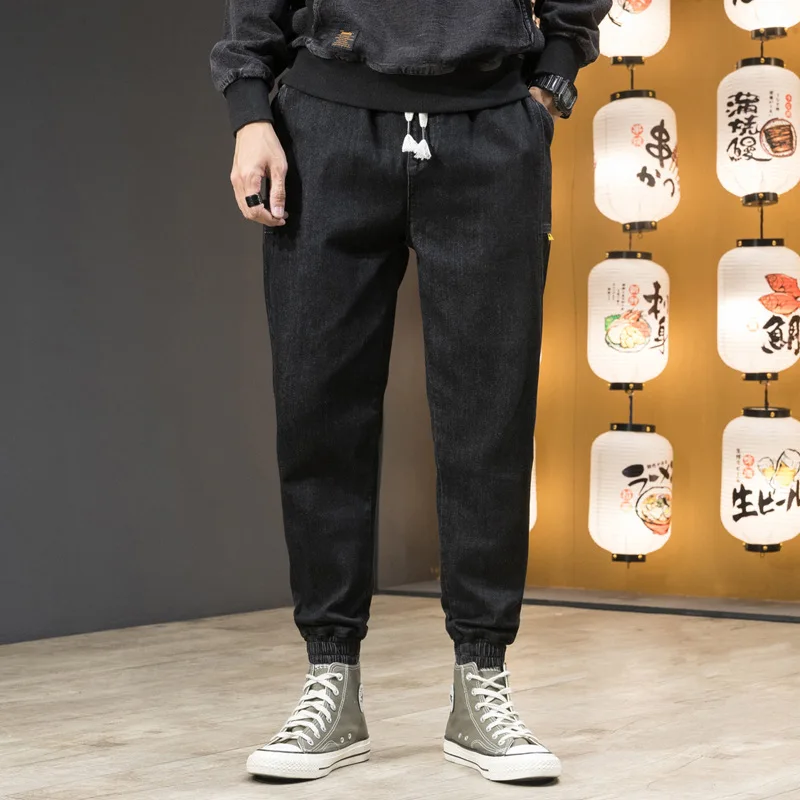 

Jeans Men Baggy Denim Harem Pants Male Loose Crotch Hip Hop Street Drawstring Trousers Plus Size 5X 6X 7X Joggers Streetwear
