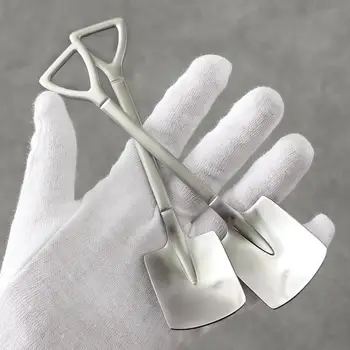 

Stainless Steel Shovel Shaped Spoon Coffee Ice Cream Spoon Retro Cute Square Head Spoon Tableware Teaspoon Kitchen Gadget New