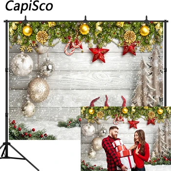 

Capisco White Wood Christmas Party Photography Backdrop Winter Snow Xmas Soft Plush Toy Elves Background Decor Photo Studio Prop