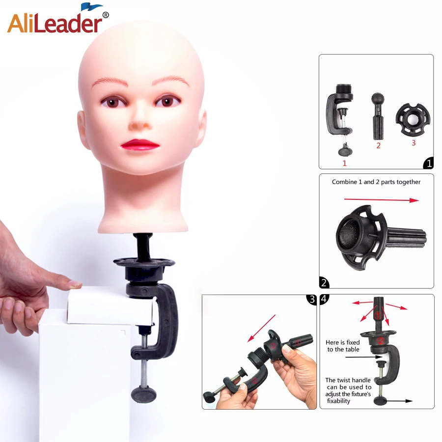 Alileader Hot Sale Bald Mannequin Head For Wigs With Stand Manikin Head Wig Holder For Wigs Display Hat Display Glasses Display