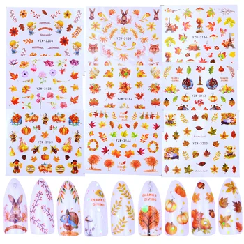 

1 Sheet Nail Art 3D Decal Autumn Theme Nail Water Sliders Decor Tips Maple Leaf Pattern Sticker For Nail Beauty Care Tattoo