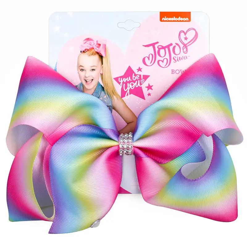 8 inch Cartoon JoJo Siwa Unicorn Rainbow Hair Bow Girl Kids Bowknot Hair Clip 