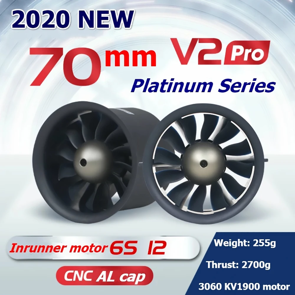 FMS 70 мм Ducted Fan EDF Jet 6S Pro V2 12 Blade с 3060 KV1900 Motor радиоуправляемый самолет вертолет Plane Engine