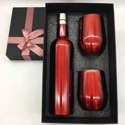 red 12oz 750ml Подарочный набор яйцо/флейта чашки различной формы глоток бокалы для вина и 750 мл бутылка из нержавеющей стали изолированные вакуумные воды кофе термос кружки - Цвет: red 12oz 750ml
