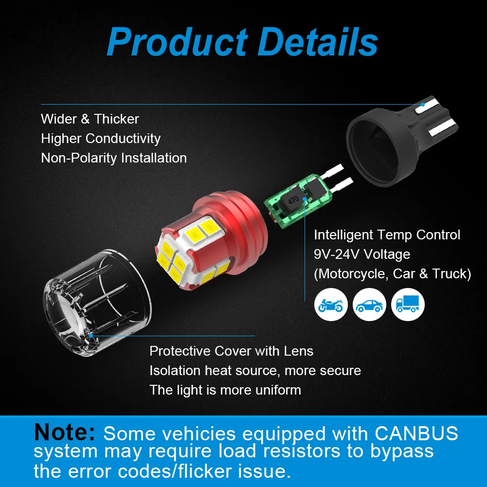 2 bombillas Led W5W (T10) de 224 lumen