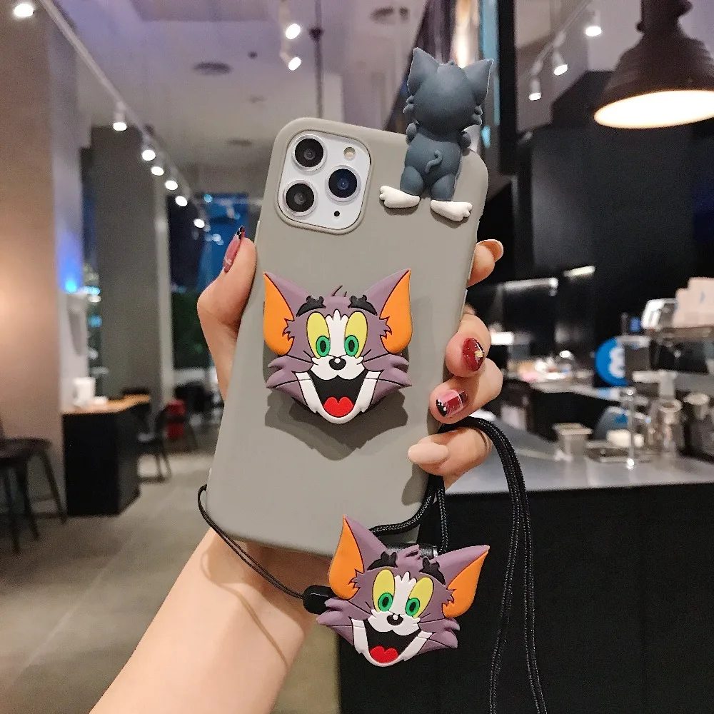 Чехол-подставка с изображением кошки и мышки для oneplus 7T pro 7 pro oneplus 6T 6 oneplus 5T 5 силиконовый чехол со шнурком