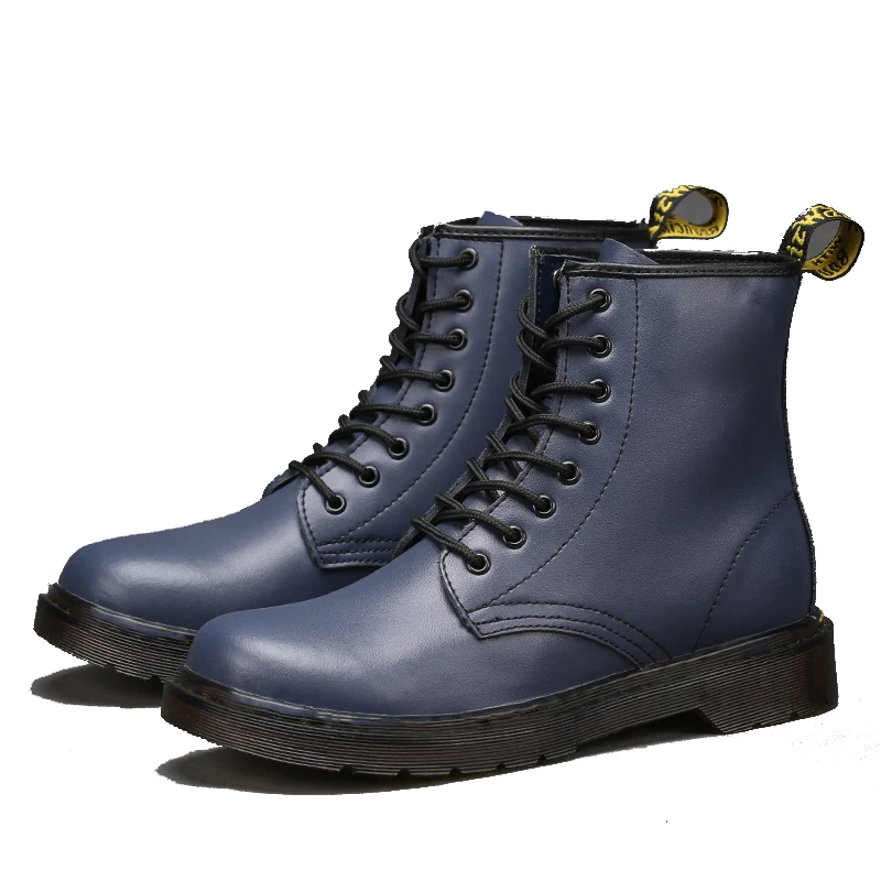 Winter Women Boots Leather 35-47 Size Men Sneakers High-Top Solid Couple Shoes Platform Boots Lace-Up Boots Female Women Shoes