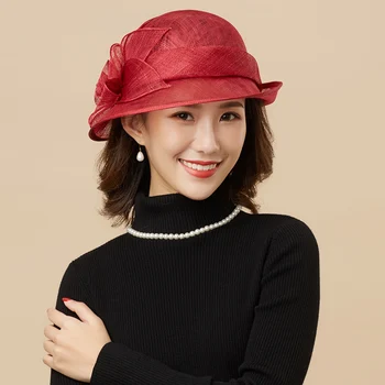 

Mingli Tengda Hats For Elegant Woman Cambric Cap Burgundy Formal Hat Light Blue Birdcage Wedding Fascinators Bridal Accessories