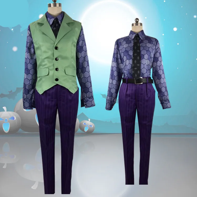 Темный рыцарь мужские костюмы для шутников Хит Леджер рубашка костюмы косплей костюмы фиолетовая куртка полный комплект любой размер