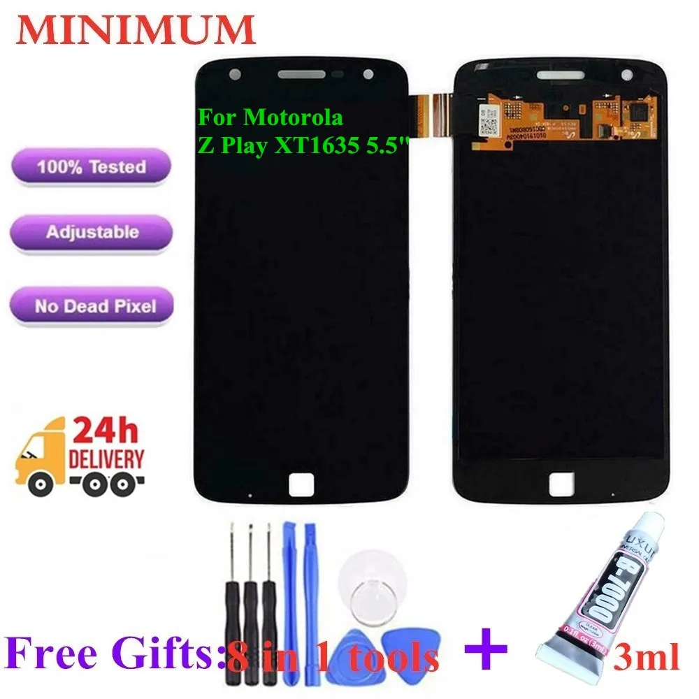 

For Motorola Z Play XT1635 5.5" LCD Display Touch Screen Digitizer Assembly Replacement Parts + Glue For Moto Z Play ZPlay LCDs