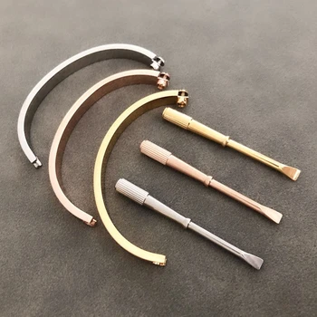 

Nail Bracelet Wholesale Titanium Steel Horizontal Line Screw Bangle Bracelets Women Men Screwdriver Smooth with nails Bangle