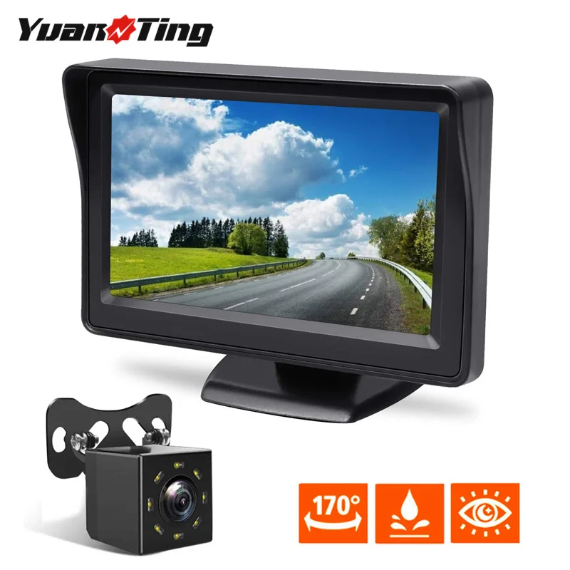 YuanTing Wire 4.3 inch Screen with Auto 8 LED Lights Backup Rear View Camera Waterproof Night Vision Reversing System for Cars|Vehicle Camera| - AliExpress