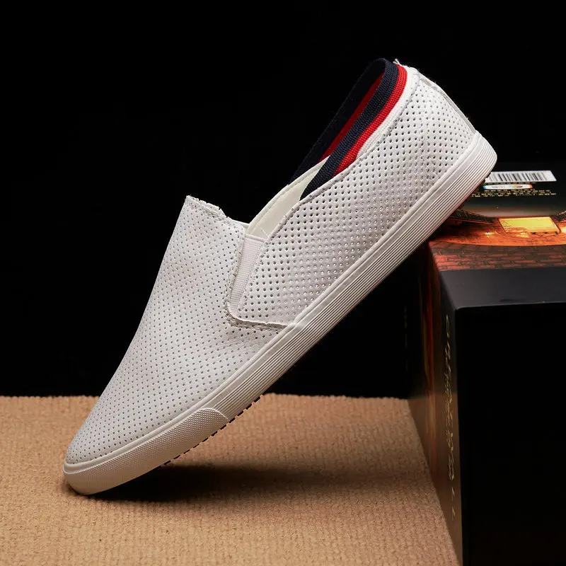 

2017 Summer Men Shoes Hollow out Foot Covering Fashion Casual Punching Porous Leather Sandals Breathable Loafers 7010