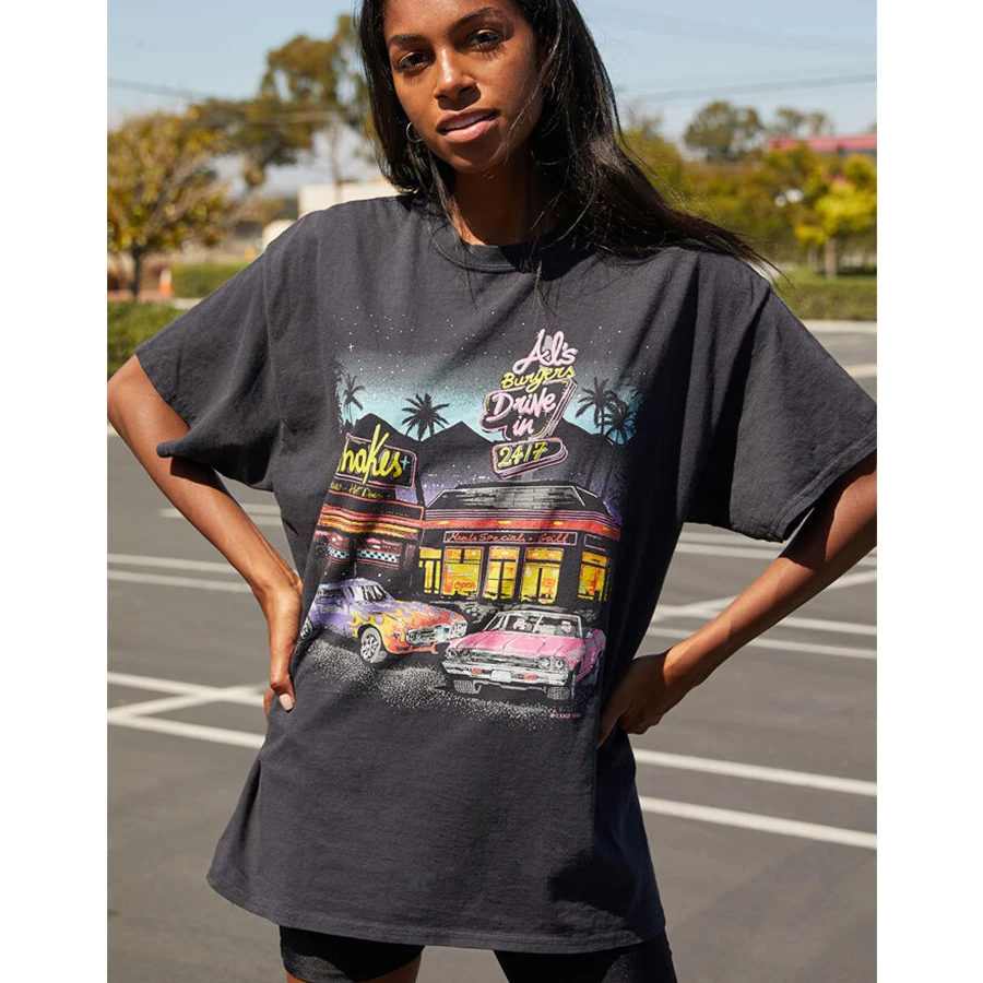 Gray Vintage Style Pattern Printed Oversized T Shirts For Woman Loose  Casual Harajuku New Korean Fashion O-neck Tee Tops Clothes - T-shirts -  AliExpress