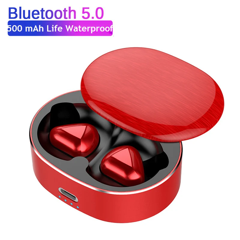 TWS Bluetooth наушники 9D стерео беспроводные наушники спортивные наушники игровая гарнитура для huawei для Redmi Airdots PK tws i12 i30 - Цвет: Красный
