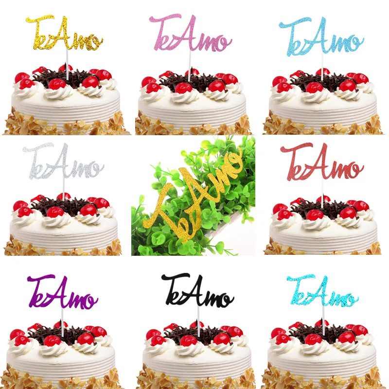 

New Te Amo Spainish Cake Flags Love You Valentine's Day Cake Toppers Wedding Engagement Party Decor Cake Topper Personalized