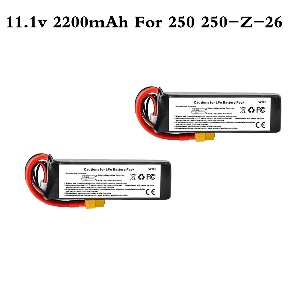 Lipo Battery 11.1V 2200mAh 3S For 250 250-Z-26 RC Qudcopter Helicopter Drone Spare Parts 11.1v XT60 Plug | Электроника