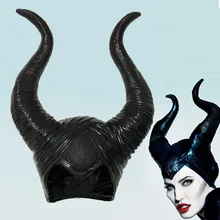 Maleficent рога Косплей шапка-маска Черная Королева шлем Кепка с головным убором для Хэллоуина маскарадные реквизиты для вечеринки
