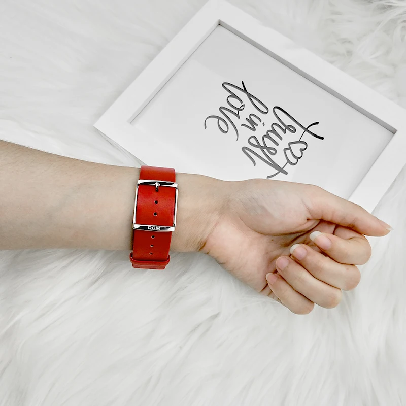 DOM moda mujer relojes Japón movimiento mujer relojes reloj de cuarzo reloj de pulsera chica impermeable simple reloj de cuero genuino