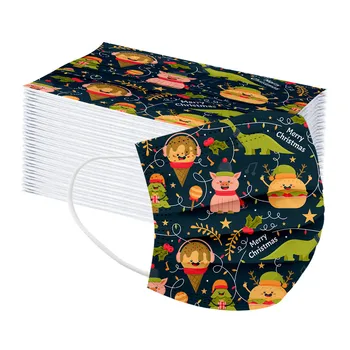 

10PC Kids Children's Christmas Mouth Masks Disposable Face Mask Animal Print 3Ply Ear Loop Mask Unisex Breathing Face Cover