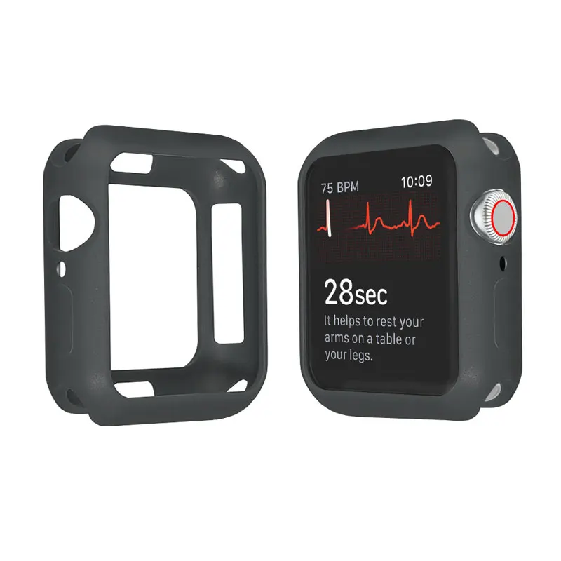 Мягкий чехол для часов из ТПУ для Apple Watch 5, 4, 3, 2, 1, чехол для часов Iwatch 44 мм, 42 мм, 40 мм, 38 мм, чехол для часов с полной защитой - Цвет: Deep gray