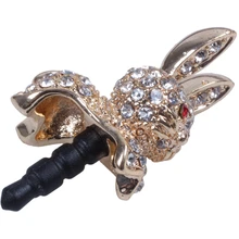 FFYY-Bunny Rabbit 3,5 мм Кристалл Анти Пылезащитная заглушка Bling разъем для наушников блестящие алмазные Стразы заглушка для порта колпачки для наушников-золото