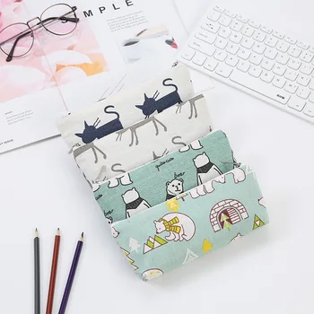 

1PC Cute Square Bear Cat Cotton Bag Cosmetic Bag Pencil Cases Pen Bag Box Pouch Zipper Coin Purse Card Holder Wallet Storage Bag