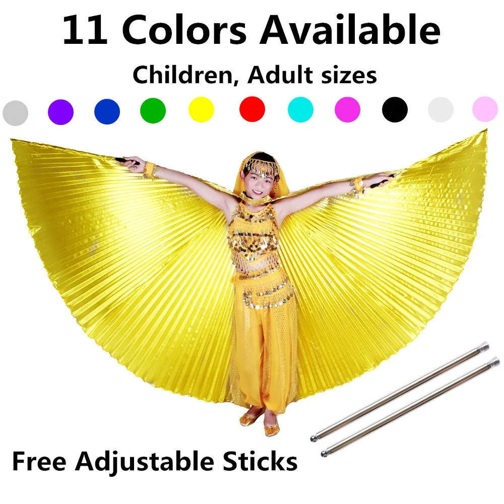 

Belly Dance Isis Wings for Children Kids Bellydancing Accessories Costumes Girls Indain Dance Dress Costume Wings+Sticks 11Color