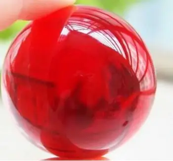 

80mm Asian Glass Red Magic Crystal Ball Sphere +Stand