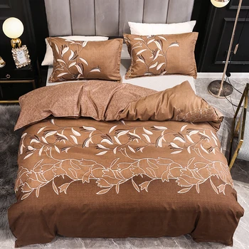 

Classic Printed Bedding Sets Comforter Quilt Cover Duvet Set Twin King Queen Double Single Size Bed Linens Brown Home Textile