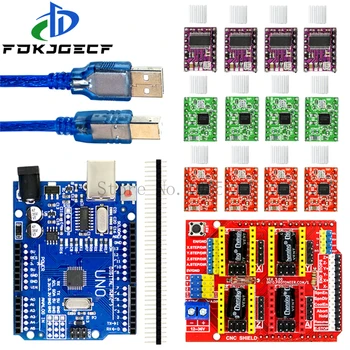

CNC Shield V3 engraving machine 3D Printe+ 4pcs A4988 / DRV8825 driver expansion board for Arduino + UNO R3 with USB cable