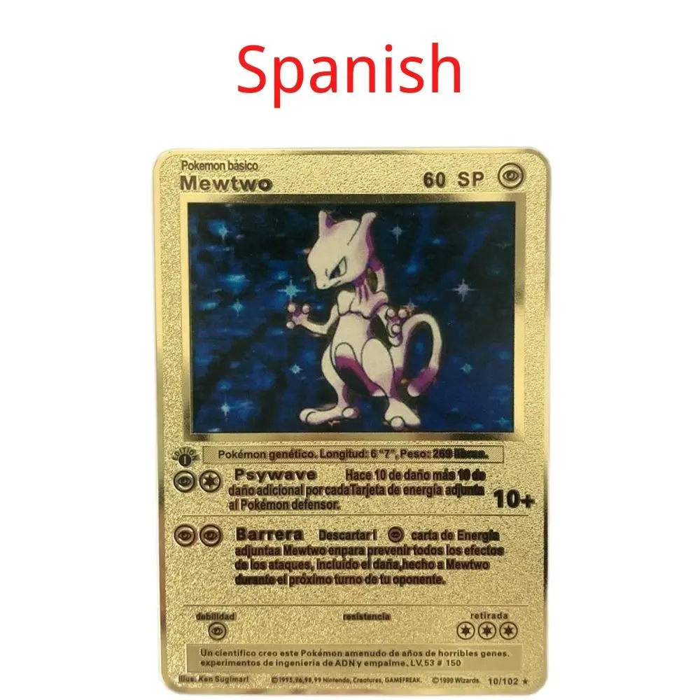Spanish Pokemon Metal Card Pikachu Fire-breathing Dragon VMAX Gold V/GX/OX Card Toys Play Games Collection Card Children's Gifts Spanish Pokemon Metal Card Pikachu Fire-breathing Dragon VMAX Gold V/GX/OX Card Toys Play Games Collection Card Children's Gifts