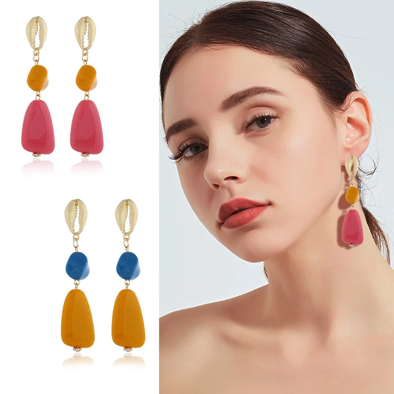 

Exaggerated shell multilayer resin Earrings women European and American fashion simple earrings ins style gift for women