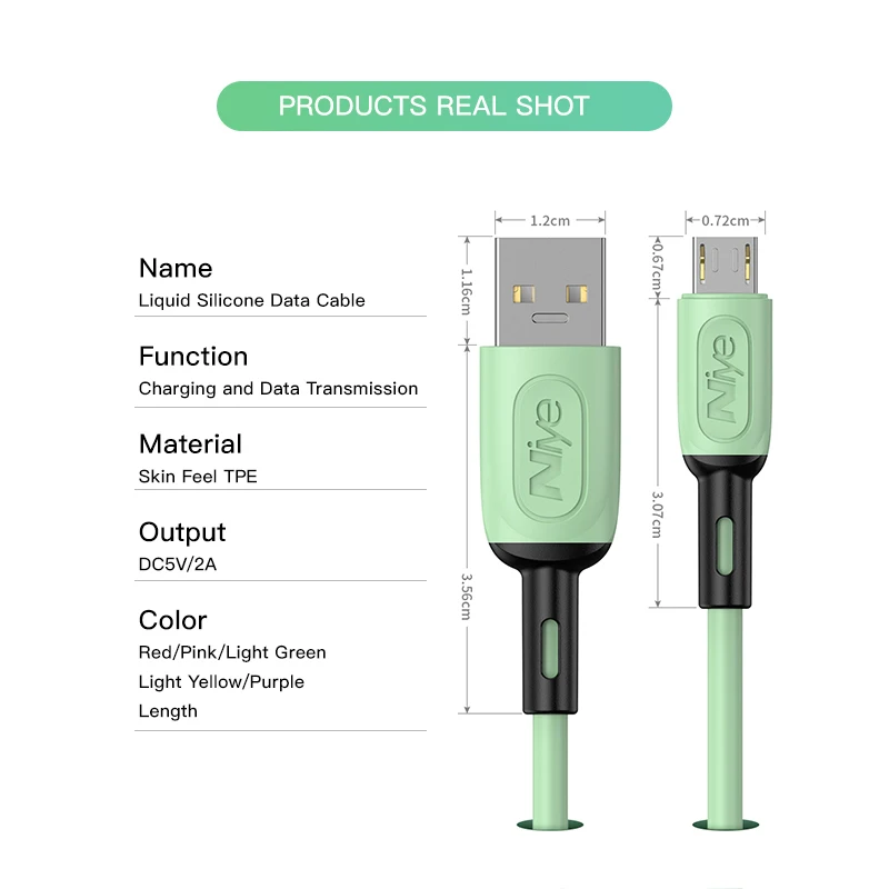 Кабель Micro USB зарядный провод кабели из жидкого силикона для мобильных телефонов