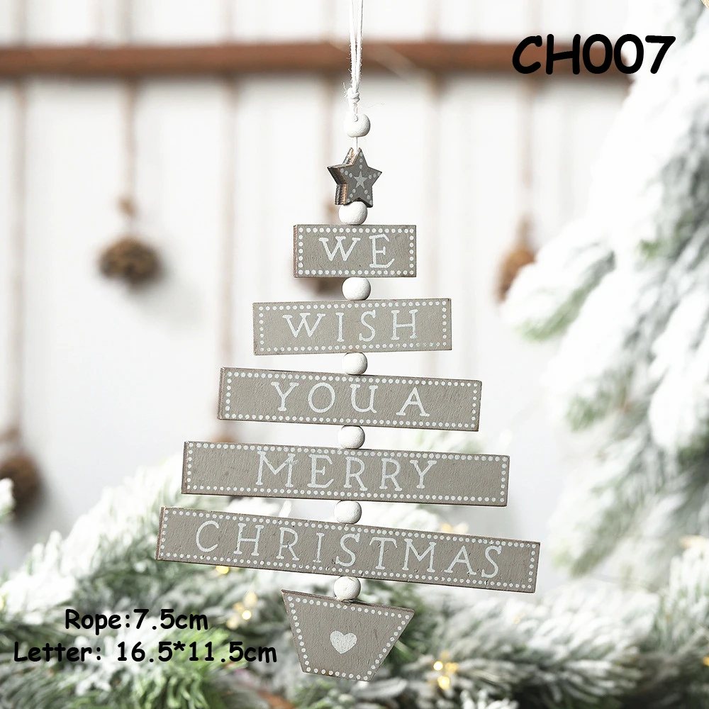 1 шт. Подвески с надписью «Merry Christmas», украшения, деревянные двери для рождественской вечеринки/Настенные Подвесные Украшения для рождественской елки, украшения из дерева - Цвет: CH007 Grey