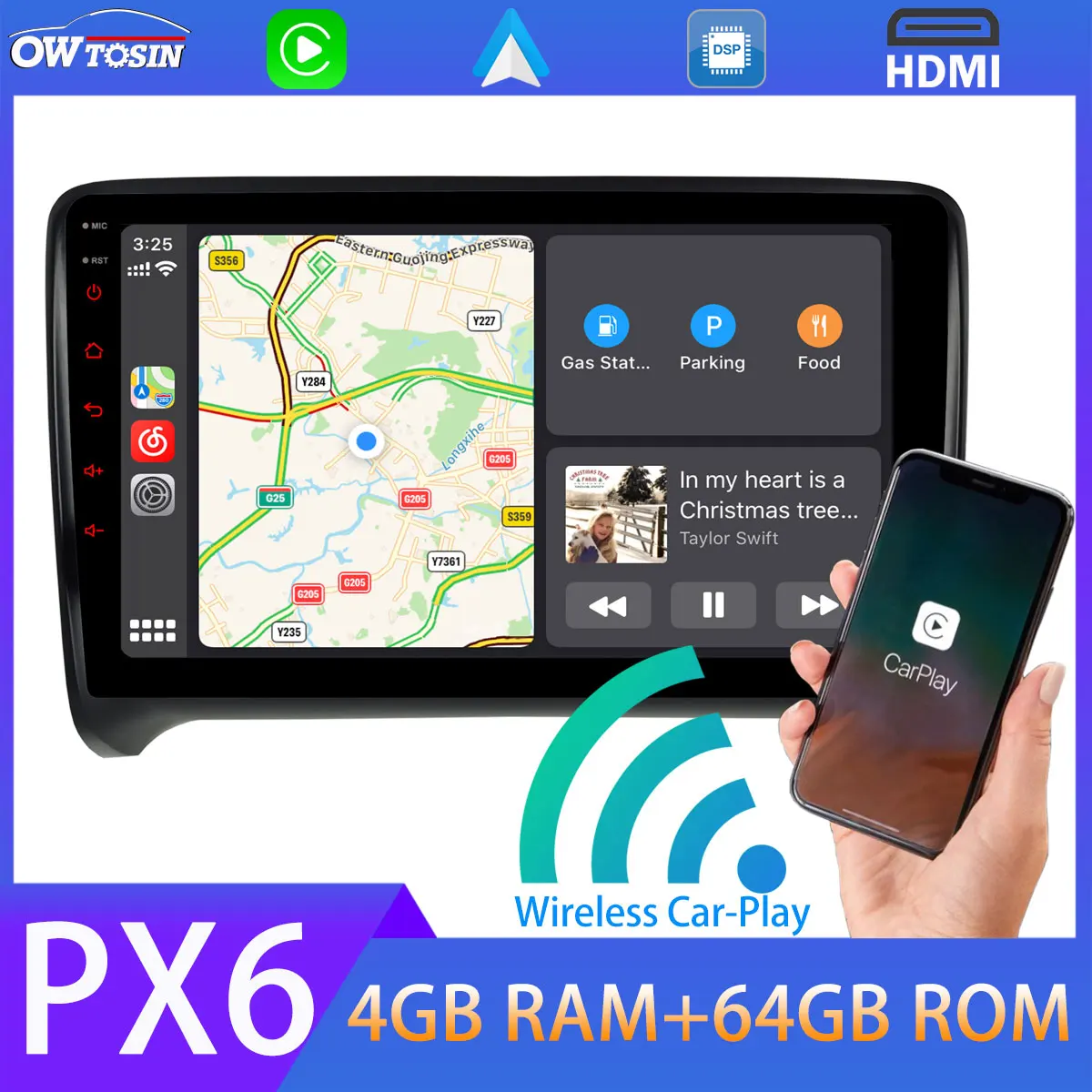 Android 10 5 * USB PX6 4 + 64G Автомобильный мультимедийный плеер для AUDI TT MK2 2006-2014 TDA7850