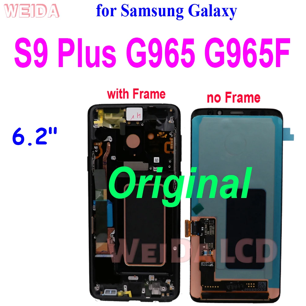 

Оригинальный ЖК-дисплей для Samsung Galaxy S9 Plus S9 + G965 G965F, ЖК-дисплей с сенсорным экраном и дигитайзером в сборе с рамкой для Galaxy S9 + LCD