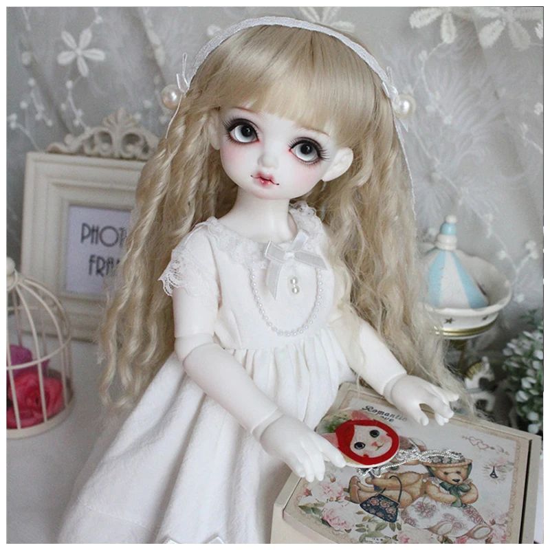 Одежда для куклы 1/4 1/6 платье красивое простое белое BJD SD аксессуары + украшение