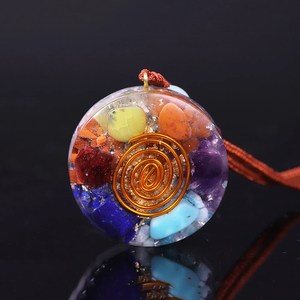 7 Чакра Orgone энергия кулон ожерелье исцеления камни с защитой от ЭМП для женщин