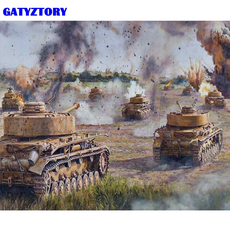 

GATYZTORY Frame DIY Painting By Numbers War Canvas Painting Modern Wall Art Picture Acrylic Coloring By Numbers For Home Artwork