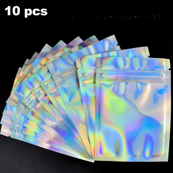 

10pcs set Lashes Packaging Boxes Idea Holographic Laser Zip Lock Party Favor Bag Eyelashes Lash Package Box Wholesale