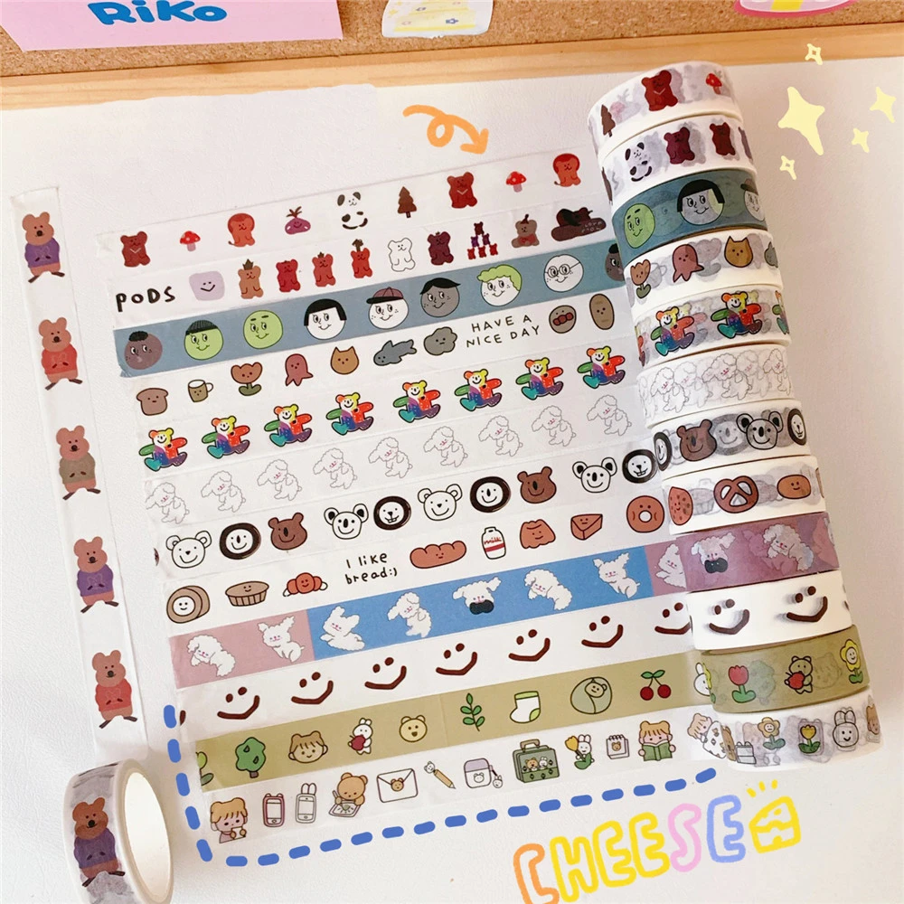 

Ins 5m Cartoon Cute Bear Washi Tape Card Notes Sealing Sticker Creative Notebook DIY Decorative Adhesive Tape Kawaii Stationery