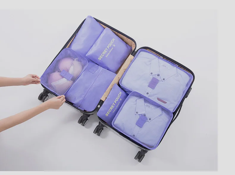 6pcs packing cubes Travel Organizer Bag Clothes Pouch Portable Luggage Suitcase Chic Bags Unisex Use Travel Accessories