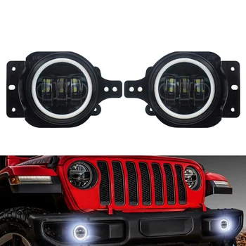 

4 inch 30W Fog Lights with Mounting Bracket with DRL Turn Signal for Jeep Wrangler JL 2018 2019 Black JL DRL fog light