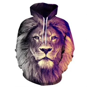 

Hot Sales Men's new animal-print hoodie 3d lion head hoodie for fall, 2020 brand hoodie fashion tracksuit street coat
