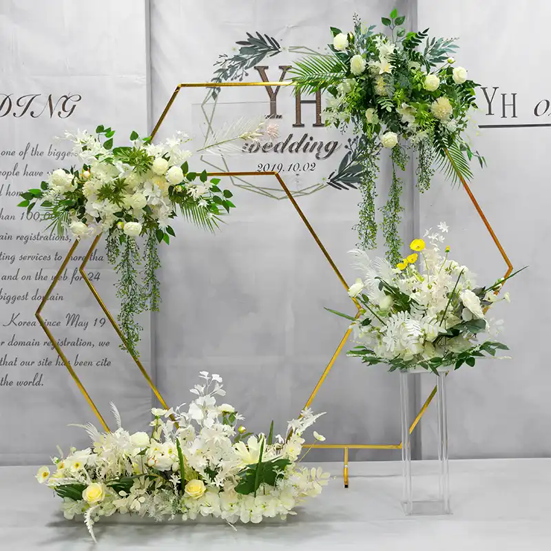 Arche De Mariage Fleurs Artificielles Hexagonales Support Geometrique Pour Porte Pour Decoration De Mariage Aliexpress
