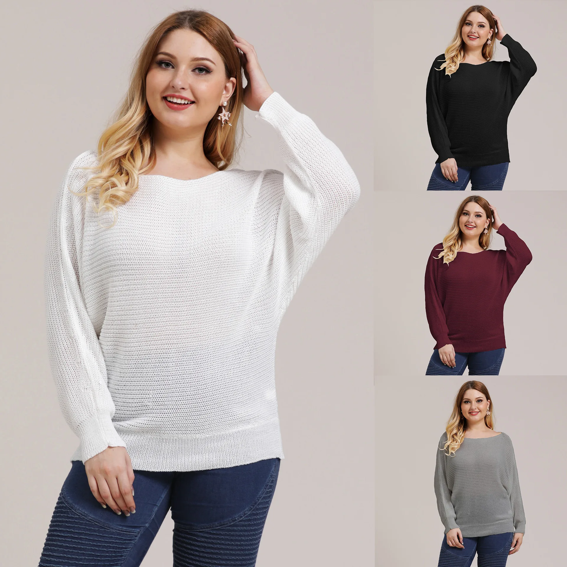 

Large Size Women's Clothing Cross Border Autumn And Winter Woven Shirt Dolman Sleeve Loose Pullover Fashion Tops Fashion